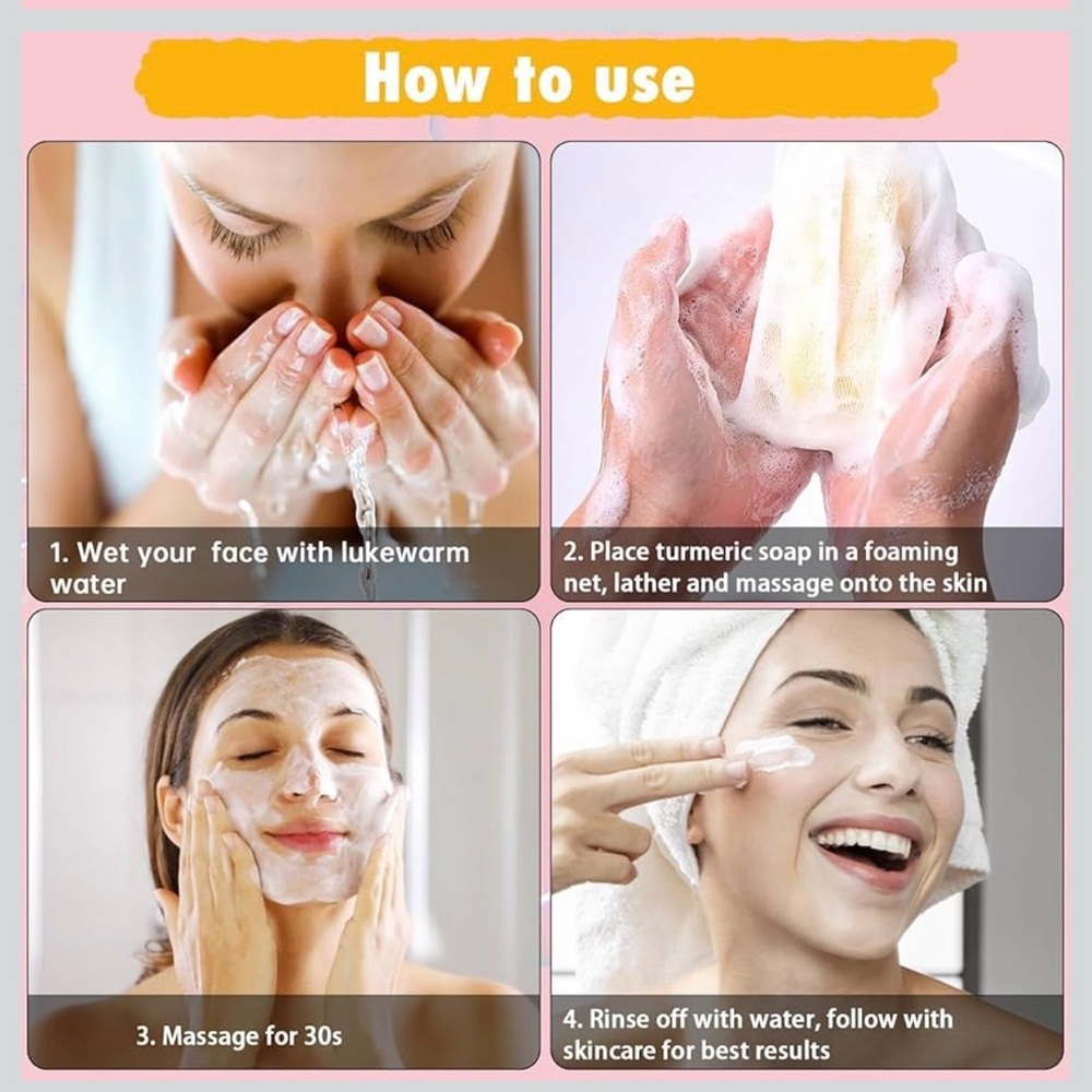 Lemon Turmeric Kojic Acid Soap Bar Vitamin C for Face Body Hands 2 Bars NWT - Picture 4 of 9
